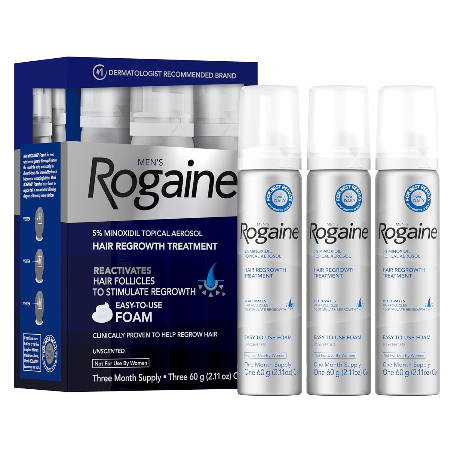 Men's Rogaine 5% Minoxidil Foam – Hair Regrowth Treatment