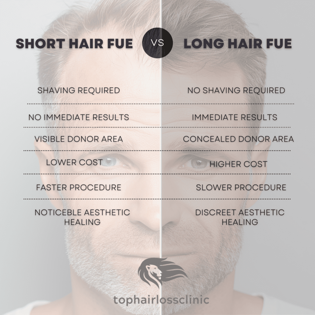Short Hair FUE vs Long Hair FUE – Comparing Hair Transplant Techniques